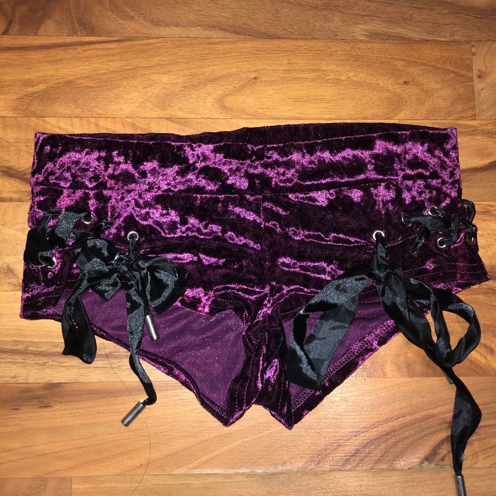 Maroon iHeartRaves Lace Up Booty Shorts